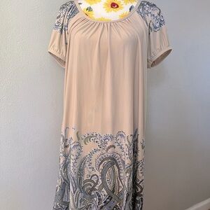 BCBGMaxAzria Beige and Blue Paisley Dress